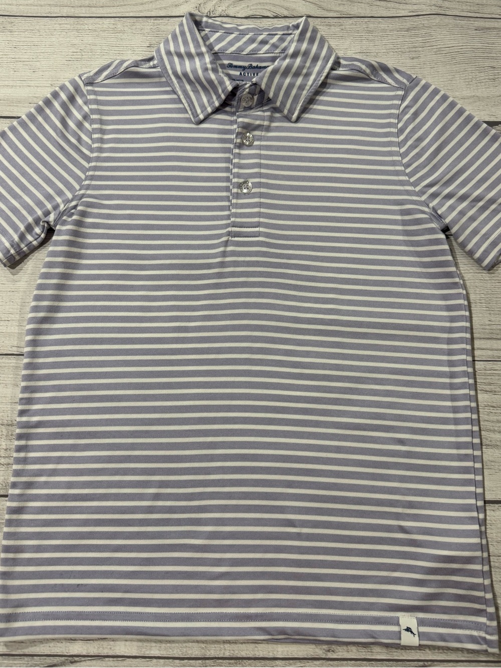Tommy Bahama ACTIVE Boys Lavender & White Striped Polo